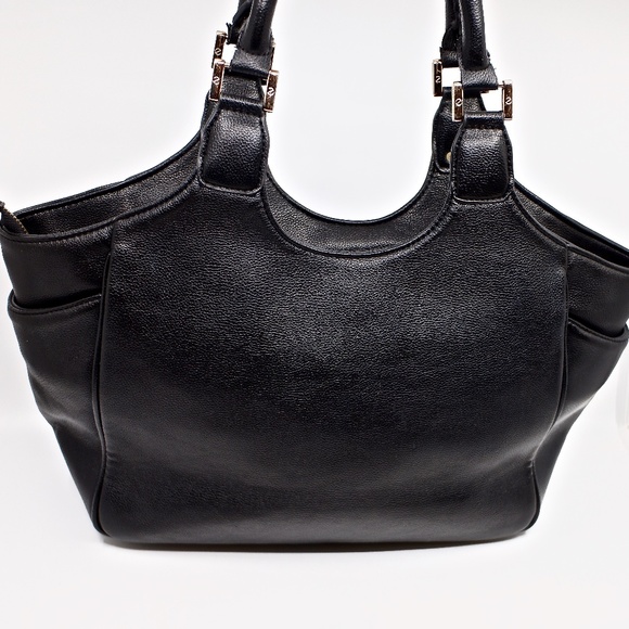 TORY BURCH~thea round tote~TASSELED LARGE HOBO BAG in BLACK PEBBLED LEATHER - Picture 4 of 9